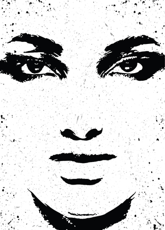 Abstract woman face. Fashion illustration,brush styleのイラスト素材