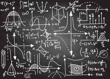 Physical formulas and phenomenon. hand-drawn illustration. science board with math. physics education at school,Vector Illustrationのイラスト素材