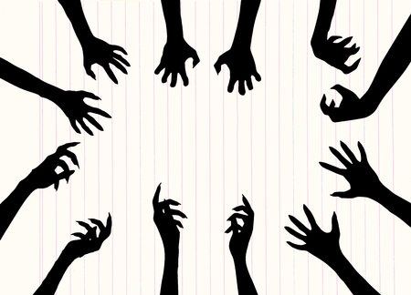 Zombie Hand Silhouette Clip Art Design Vector , vector illustration.のイラスト素材