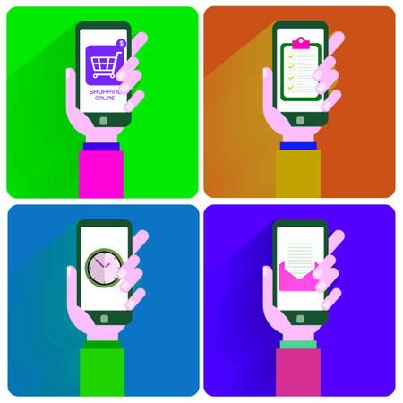 Flat design vector illustration, concept for mobile apps.のイラスト素材