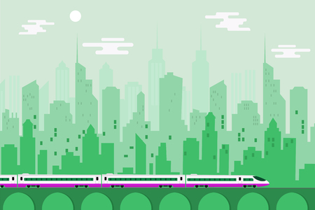 High speed train with urban city, Vector illustration template designのイラスト素材