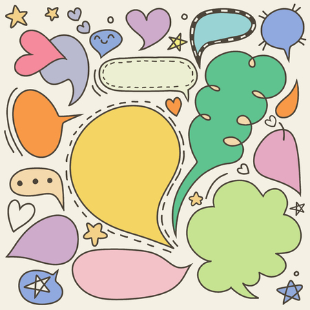 Cute speech bubble doodle set,Hand drawing Doodle,Vector illustrationのイラスト素材