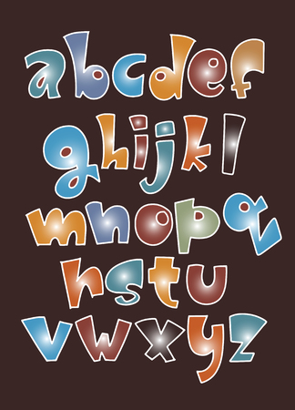 Vector of modern comical font and alphabet , Vector cartoon set of isolated on background cartoon style, alphabet letters. Commercial font type design. Comic book lettering typefaceのイラスト素材