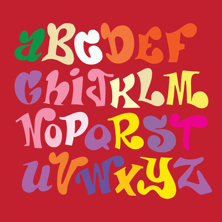 Vector of stylized font and alphabet,funny fontのイラスト素材