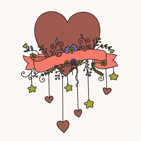 Heart and Floral Banner Vector illustrationのイラスト素材