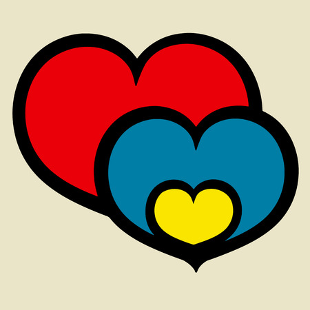 Family concept , Vector sign three hearts, Flat illustration of three hearts vector,Family love Mother, father and child. Vector iconのイラスト素材