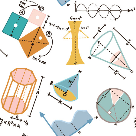 Different elements on the subject mathematics patternのイラスト素材