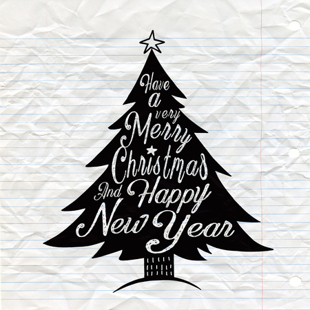 Calligraphy lettering Christmas treeのイラスト素材