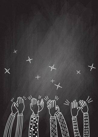 Human hands clapping ovation. doodle style ,vector illustrationのイラスト素材