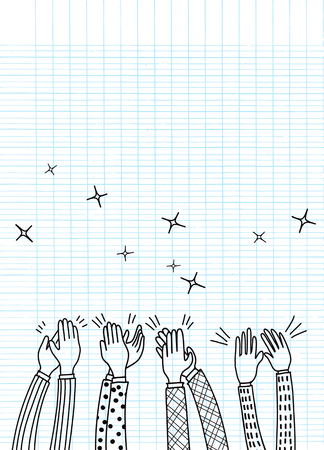 Human hands clapping ovation. doodle style ,vector illustrationのイラスト素材