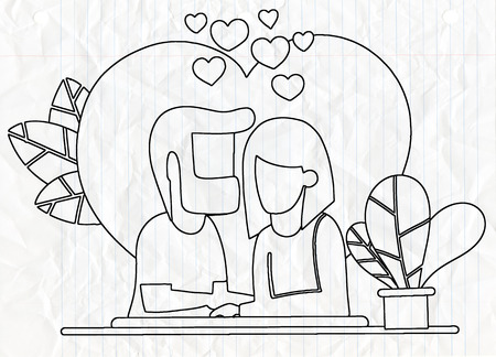 Illustration with romantic dinner. Dating. Valentines day celebrationのイラスト素材