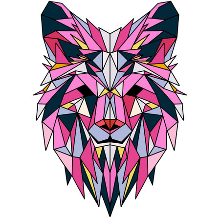 Vector hand drawn sketch illustration of  Wolf head ,Vector. Polygonal geometric wolf head. Abstract...