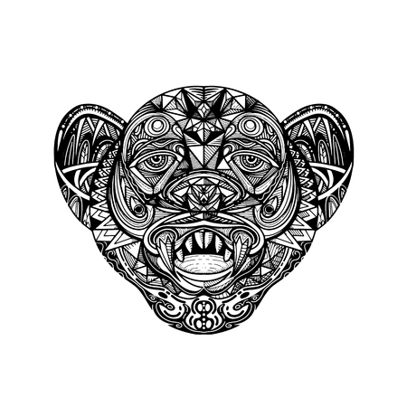 Cheetah head stylized, vector, illustration, pattern, freehand pencil, hand drawnのイラスト素材