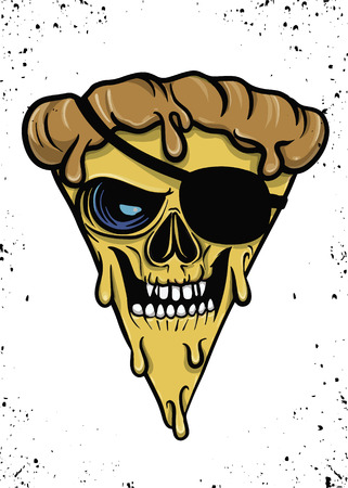 Pizza man eye patch , Vector illustration of Super Hero character. Pizza character on white backgroundのイラスト素材