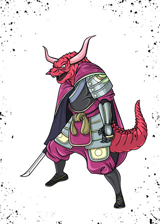 Superhero wearing samurai suit ,  Vector illustration of Super Hero character. Monster  character on white backgroundのイラスト素材