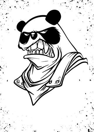 Portrait of Panda with armor suit, Vector illustration of Super Hero character. Monster  character on white backgroundのイラスト素材