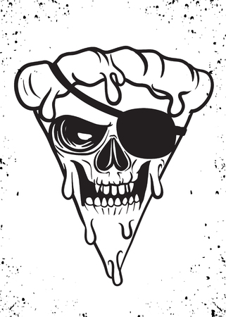 Pizza man eye patch , Vector illustration of Super Hero character. Pizza character on white backgroundのイラスト素材