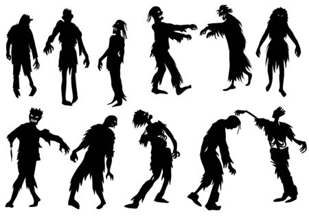 Zombie silhouettes setのイラスト素材
