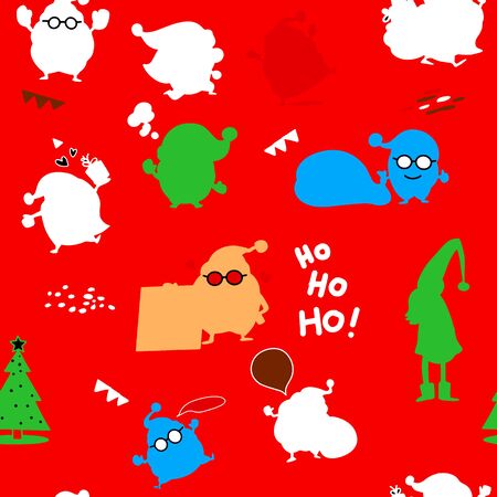 Cute seamless pattern with Santa Claus on  background for Merry Christmas and Happy New Year decorのイラスト素材