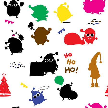 Cute seamless pattern with Santa Claus on  background for Merry Christmas and Happy New Year decorのイラスト素材