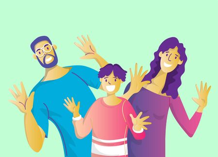 Happy family. Father, mother and children . Vector illustration のイラスト素材