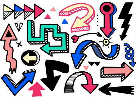Set of Hand drawn ribbons, Hand drawn set of different ribbons. Design elements for greeting cards,...
