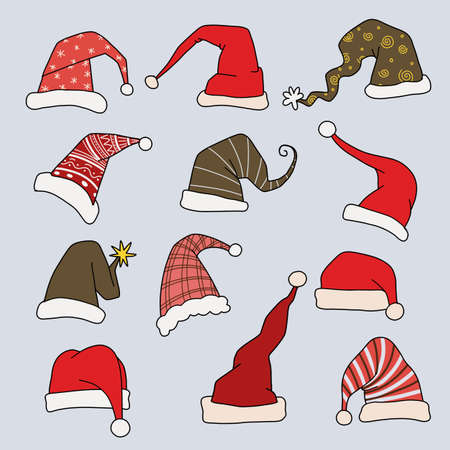 Cute hand drawn Christmas doodles,  set of Christmas design element in doodle style,Sketchy  hand drawn Doodle cartoon set of objects  on the Merry Christmas theme ,Each on a separate layer.のイラスト素材