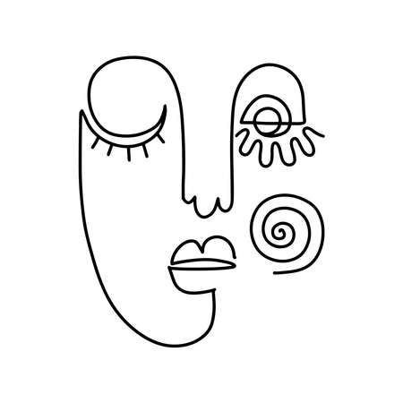 woman face Minimalist Abstract one Line Artのイラスト素材
