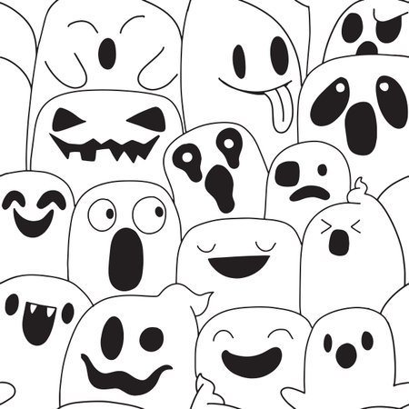 cute ghost pattern, colorful  , Illustration, Cute hand drawn doodles ,Seamless