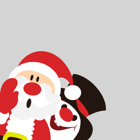 Card for Christmas. Cute cartoon Christmas characters are used in this Merry Christmas and Happy New Year greeting. This vector illustration also includes copy space.のイラスト素材