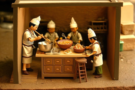 Tiny Workers make food , Generative Aiの素材