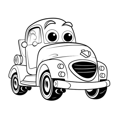 Cute cartoon car. Vector illustration isolated on a white background.のイラスト素材