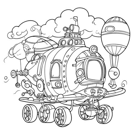 Coloring book for children: Spaceship. Coloring page.のイラスト素材