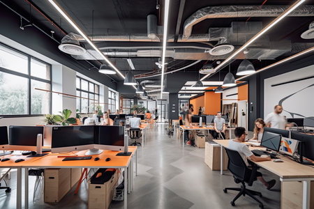 startup business, young creative people group in modern bright office interiorの素材