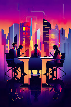 Business meeting in the office. Vector illustration of a business team.の素材