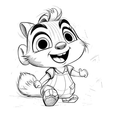 Panda , Black and white coloring pages for kids, simple lines, cartoon style, happy, cute, funny, animal in the worldのイラスト素材