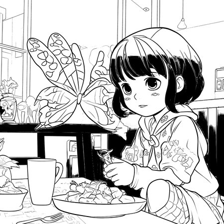 Black and white coloring pages for kids, simple lines, cartoon style, happy, cute, funny, animal in the worldのイラスト素材