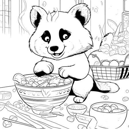 Black and white coloring pages for kids, simple lines, cartoon style, happy, cute, funny, animal in the worldのイラスト素材