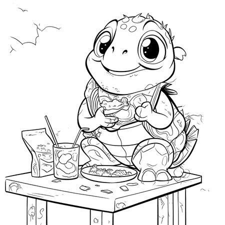 Black and white coloring pages for kids, simple lines, cartoon style, happy, cute, funny, animal in the worldのイラスト素材