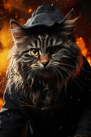 Halloween poster, featuring a funny witch and her mischievous black cat, casting spells and creating Halloween mischief ,AI illustration, digital, virtual, generativeの素材