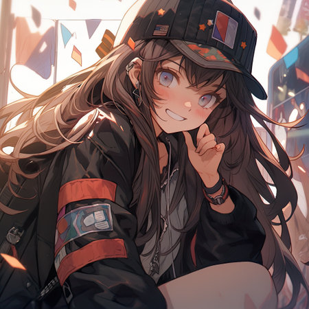 Anime girls are beautiful, cute, and full of cheer, capturing hearts with their charm and vibrant personalities ,AI illustration, digital, virtual, generativeの素材