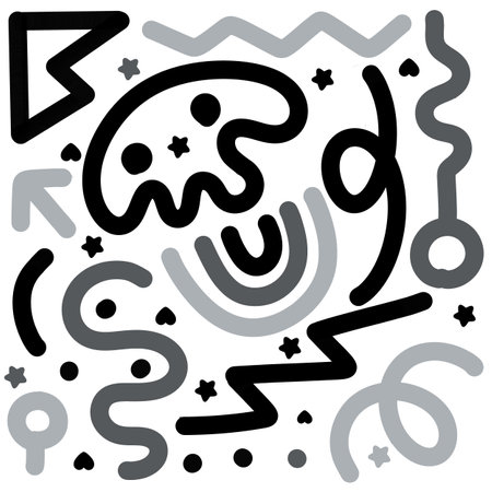 Fun pattern of doodle lines. Kids' minimalist art backgrounds or current trends in design using simple shapes.simple, scribbled background atmosphereのイラスト素材