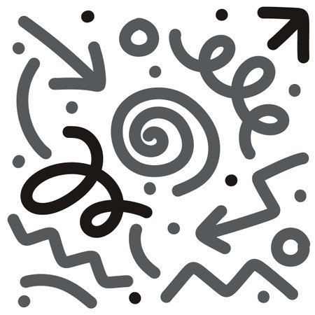 Fun pattern of doodle lines. Kids' minimalist art backgrounds or current trends in design using simple shapes.simple, scribbled background atmosphereのイラスト素材