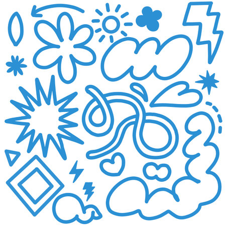 Fun pattern of doodle lines. Kids' minimalist art backgrounds or current trends in design using simple shapes.simple, scribbled background atmosphereのイラスト素材