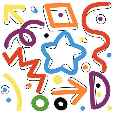 Fun pattern of colored lines. Kids' minimalist art backgrounds or current trends in design using simple shapes.simple, scribbled background atmosphereのイラスト素材