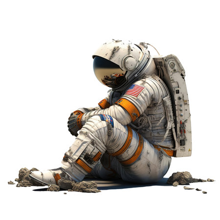 An illustration of an astronaut spaceman at a space station in outer space. Transparent spacesuits worn by astronauts for space operationsの素材