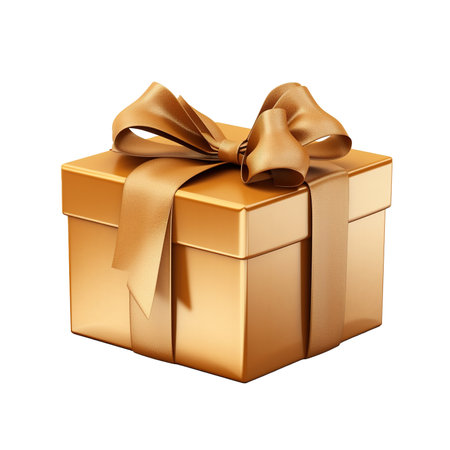 Isolated against a white or transparent background, a gift box adorned with a ribbon, available in PNG formatの素材