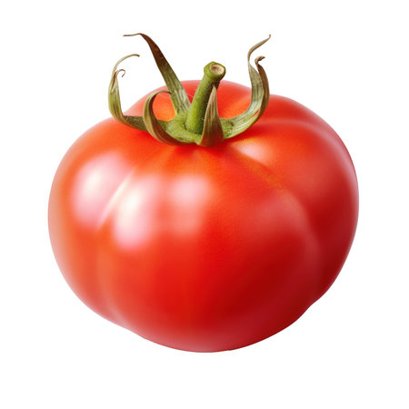 Close up shot capturing the vibrant red of a ripe tomatoの素材