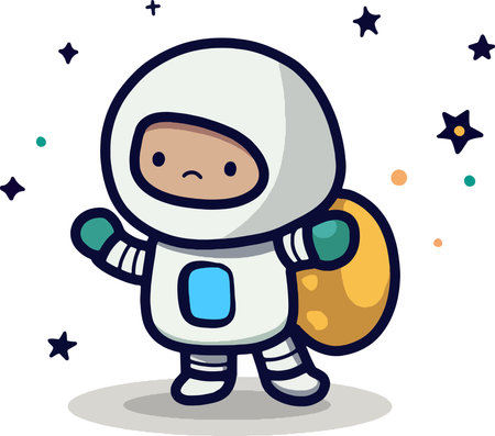 Cute Cartoon space set of astronaut isolated on a  background , Astronaut Character Set. Cartoon spaceman. Cosmonautのイラスト素材