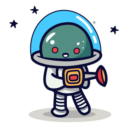 Cute Cartoon space set of astronaut isolated on a  background , Astronaut Character Set. Cartoon spaceman. Cosmonautのイラスト素材